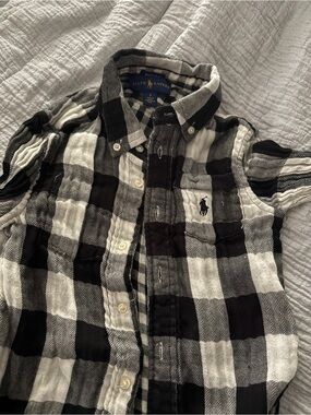 Ralph Lauren Black & White Buffalo Plaid Button-Down Shirt